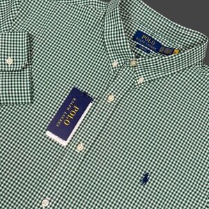 Polo Ralph Lauren Men XXL Slim Fit Gingham Stretch LS NWT Defect Lower Side Tear